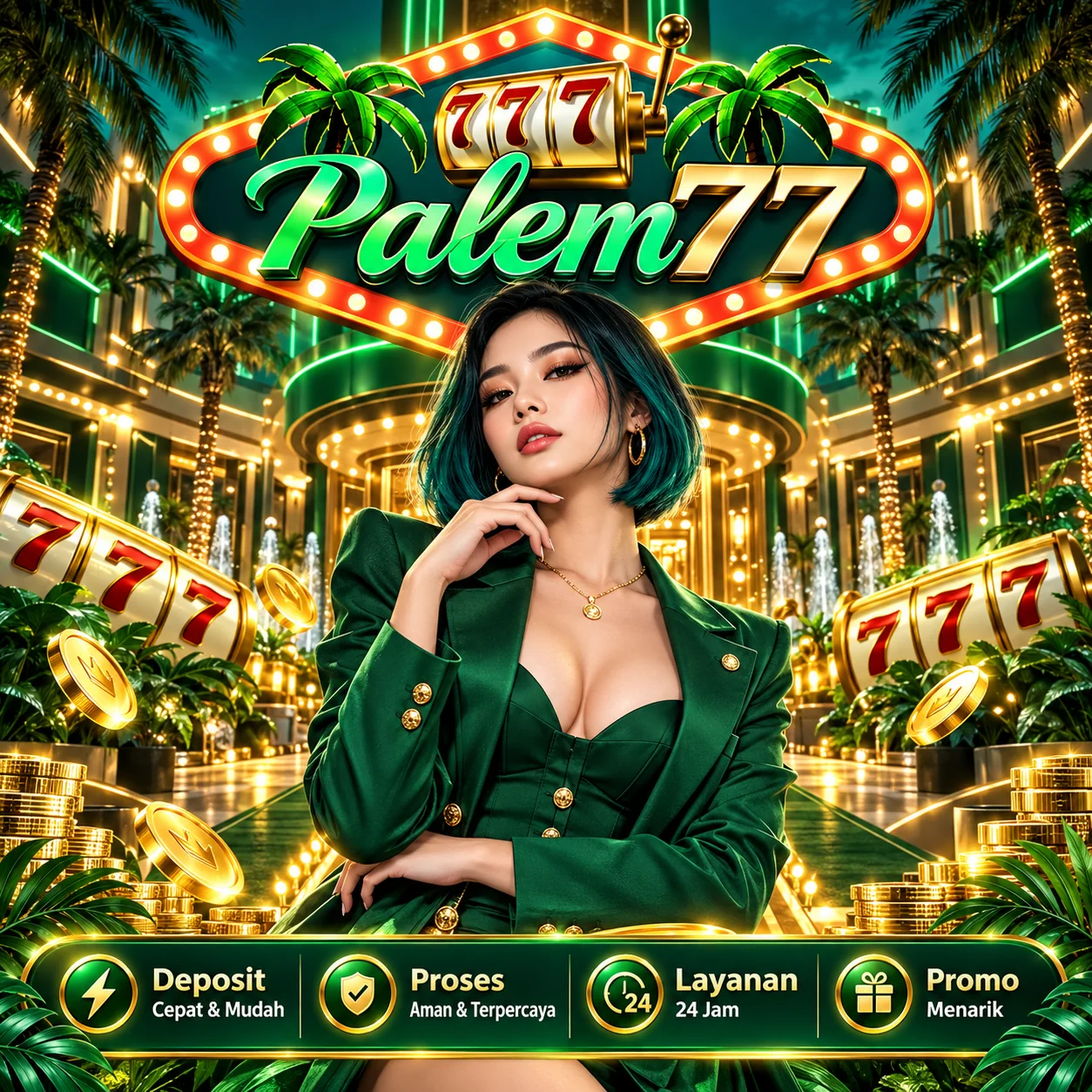 Banner PALEM77 HOKI bertema hiburan digital untuk beranda